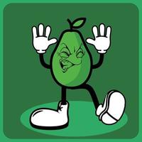 vector illustration of a cartoon avocado character with legs and arms