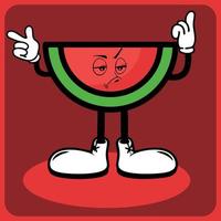 vector illustration of a cartoon watermelon character with legs and arms