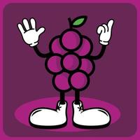 vector illustration of a cartoon grape character with legs and arms