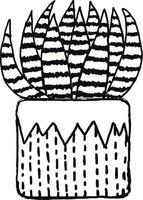 Ilustración de vector de ornamento de planta de cactus en colores blanco y negro