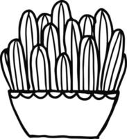 Ilustración de vector de ornamento de planta de cactus en colores blanco y negro