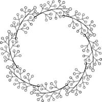 ilustración vectorial de marco floral circular ornamento en colores blanco y negro vector