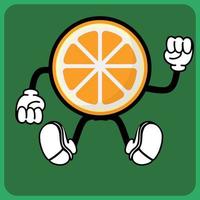 vector illustration of a cartoon fruit character with legs and arms