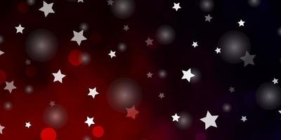 Dark Blue, Red vector background with circles, stars.