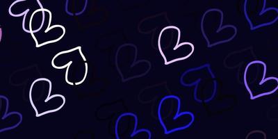 Light Purple vector background with Shining hearts.