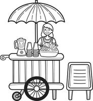 dibujado a mano ilustración de carrito de jugo de comida callejera vector