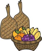 Hand Drawn fruit basket illustration vector