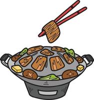 Hand Drawn Moo Kra Ta Grilled pork or Thai food illustration vector