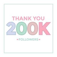 Thank you 200000 followers congratulation template banner. 200k followers celebration vector