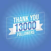 Thank you banner for social 13k friends and followers. Thank you 13000 followers vector