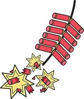 Hand Drawn Chinese firecrackers are exploding illustration vector