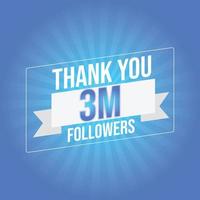 banner de agradecimiento para amigos y seguidores sociales. gracias 3m seguidores vector
