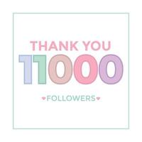 Thank you banner for social 11k friends and followers. Thank you 11000 followers vector