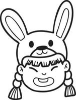 Hand Drawn Chinese girl with rabbit hat illustration vector