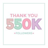 gracias 550000 seguidores banner de plantilla de felicitación. celebración de 550k seguidores vector