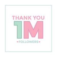 Thank you design Greeting card template for social networks followers, subscribers, like. 1m followers. 1m followers celebration vector
