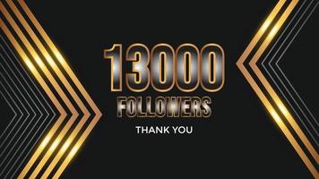 Thank you banner for social 13k friends and followers. Thank you 13000 followers vector