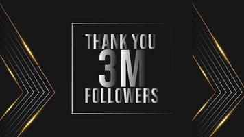 banner de agradecimiento para amigos y seguidores sociales. gracias 3m seguidores vector