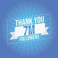 celebration 7m subscribers template for social media. 7m followers thank you vector