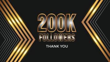 Thank you template for social media 200k followers, subscribers, like. 200000 followers vector