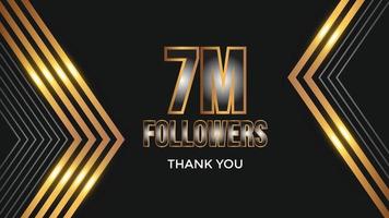 Plantilla de celebración de 7 millones de suscriptores para redes sociales. 7m seguidores gracias vector