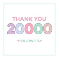 plantilla de celebración 20000 suscriptores para redes sociales. 20k seguidores gracias vector