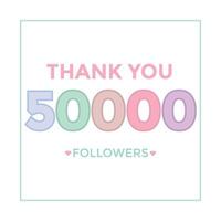 celebration 50000 subscribers template for social media. 50k followers thank you vector