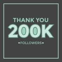 gracias 200000 seguidores banner de plantilla de felicitación. celebración de 200k seguidores vector