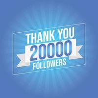 usuario gracias celebrar de 20000 suscriptores y seguidores. 20k seguidores gracias vector