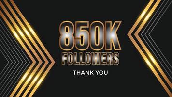 banner de agradecimiento para los amigos y seguidores sociales de 850k. gracias 850000 seguidores vector