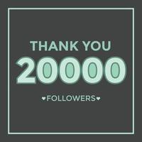 plantilla de celebración 20000 suscriptores para redes sociales. 20k seguidores gracias vector