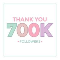 Thank you banner for social 700k friends and followers. Thank you 700000 followers vector