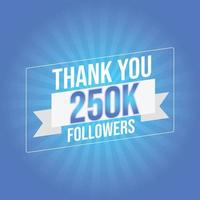 banner de agradecimiento para los amigos y seguidores sociales de 250k. gracias 250000 seguidores vector