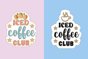 Iced coffee stickers vector design on colorful background