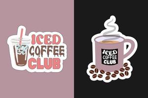 Iced coffee stickers vector design on colorful background