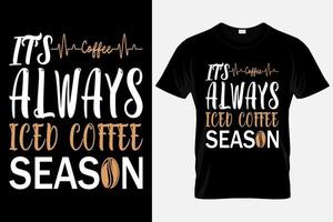 Iced coffee typography t shirt colorful template vector