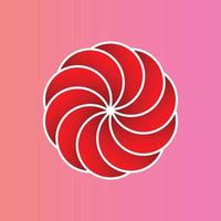 Circular Pattern Art. Red and White Flower Design. vector