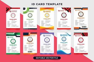 Identification card bundle for business organizations. Office identity card set design with photo placeholders. Employee and student ID card template collection for corporate identity. vector