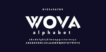 Modern alphabet font and number. Vector illustraion.