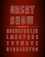 Broadway style retro light bulb font. Vector illustration.