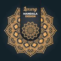 diseño de mandala ornamental y de boda de lujo y fondo islámico en color dorado vector