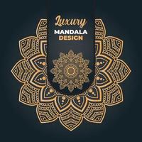 diseño de mandala ornamental y de boda de lujo y fondo islámico en color dorado vector