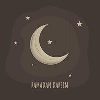 luna creciente en fondo marrón con diseño de estrellas para el diseño de plantilla de ramadan kareem vector