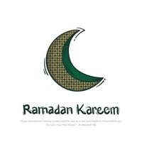 luna creciente de ramadán con adorno simple en diseño verde para la plantilla de ramadán vector