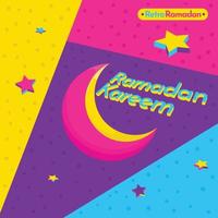 fondo de ramadán kareem con luna creciente en diseño retro para plantilla de ramadán vector