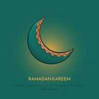 Crescent moon with ornament in green design for ramadan kareem template design vector