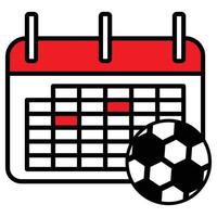 icono lleno de calendario de fútbol vector