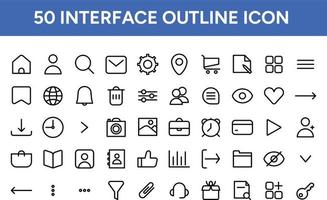 Interface Outline Icon Set vector