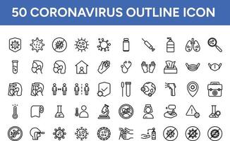 Coronavirus Outline Icon Set vector