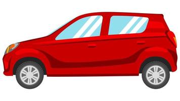 small hatchback car in bright color vector, realistic car flat bright color vector illustration